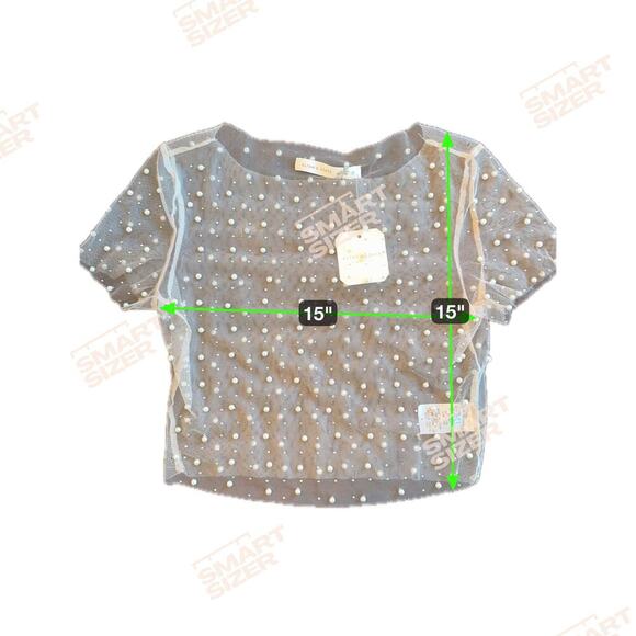 New ALTAR’D STATE Ivory Sheer Pearl Rhinestone Beaded Cropped Top Women's Sz Sm - Picture 12 of 12